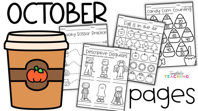 October Math and Literacy Pages Differentiated for K-2 Classrooms