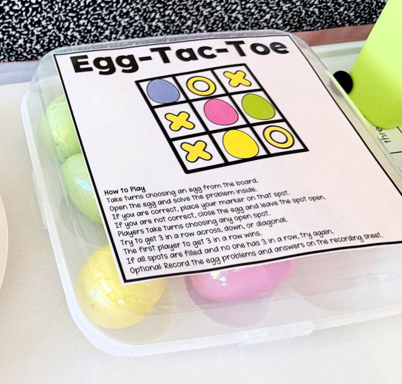 Egg tac toe hands on math center from dollar tree materials
