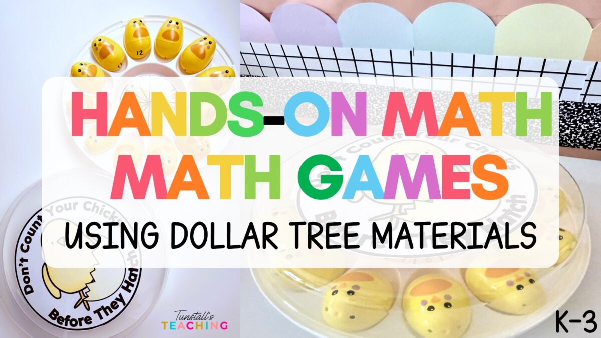 Dollar Tree Math Center with plastic eggs counting money activity
