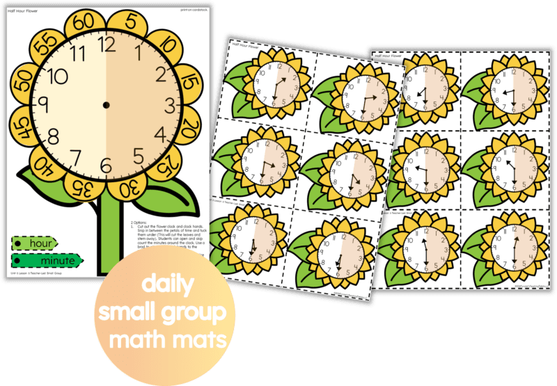 telling time small group math mat activities