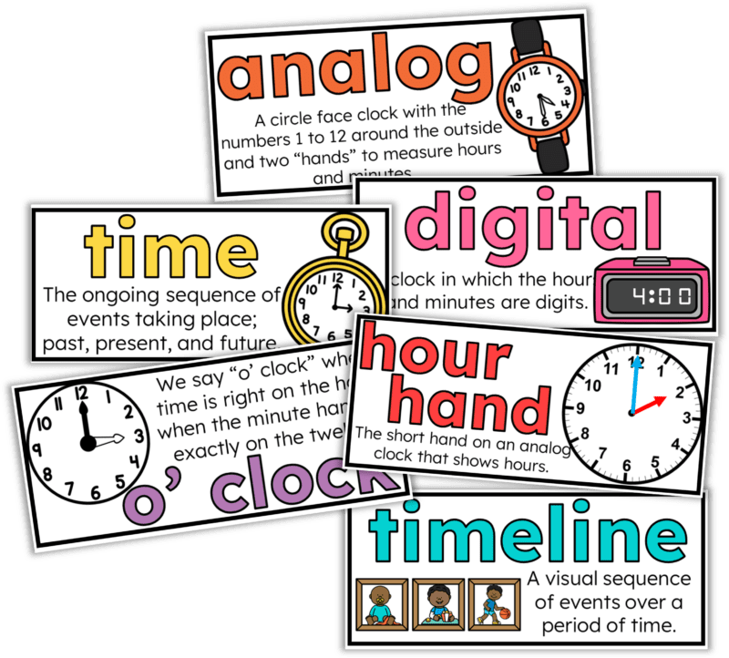 telling time math vocabulary