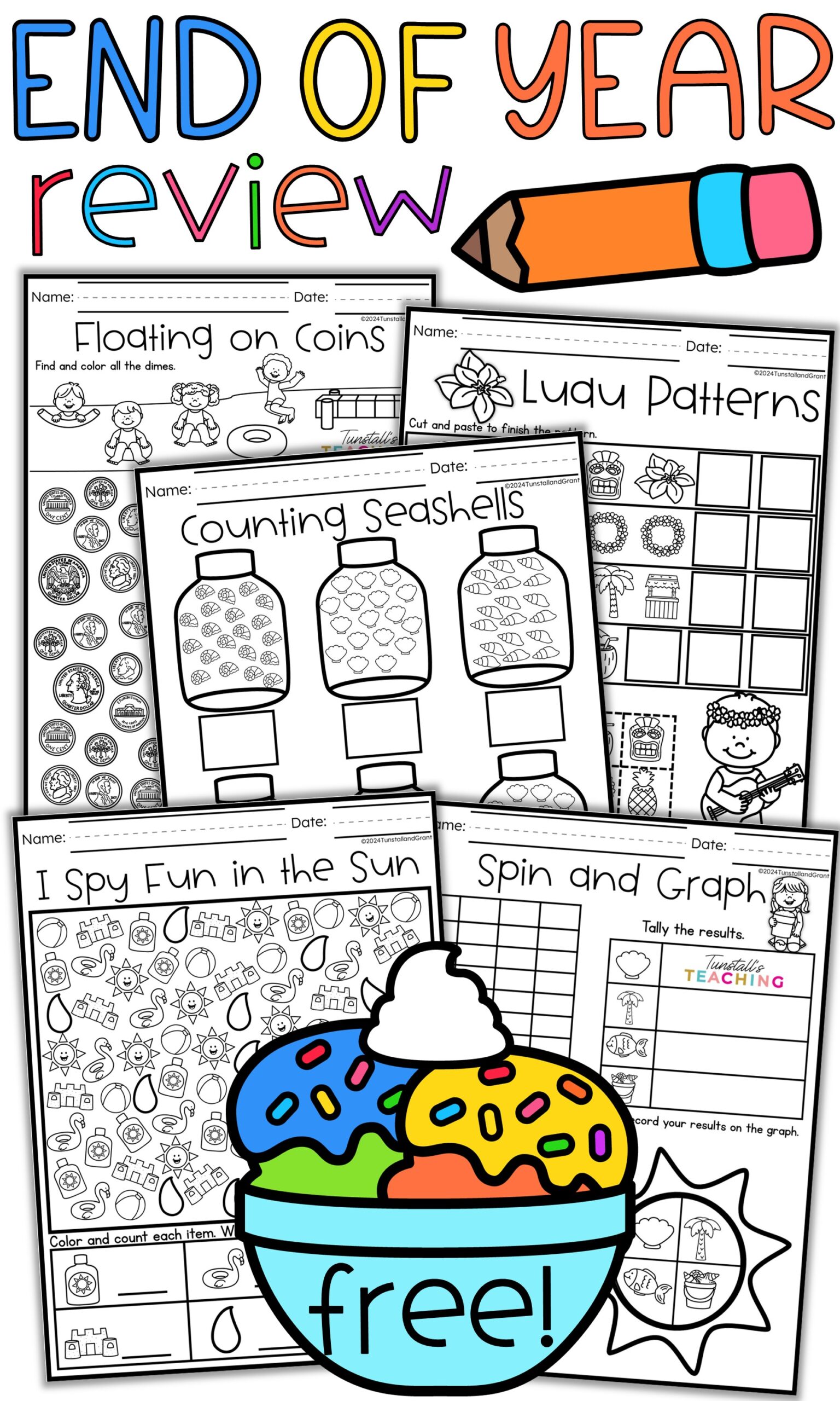 May and June Math and Literacy Practice Pages for End of Year Review