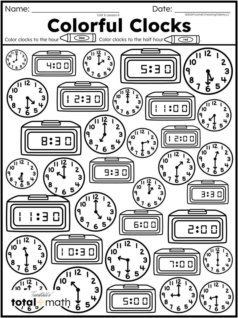 Colorful Clocks Free Telling Time Activity