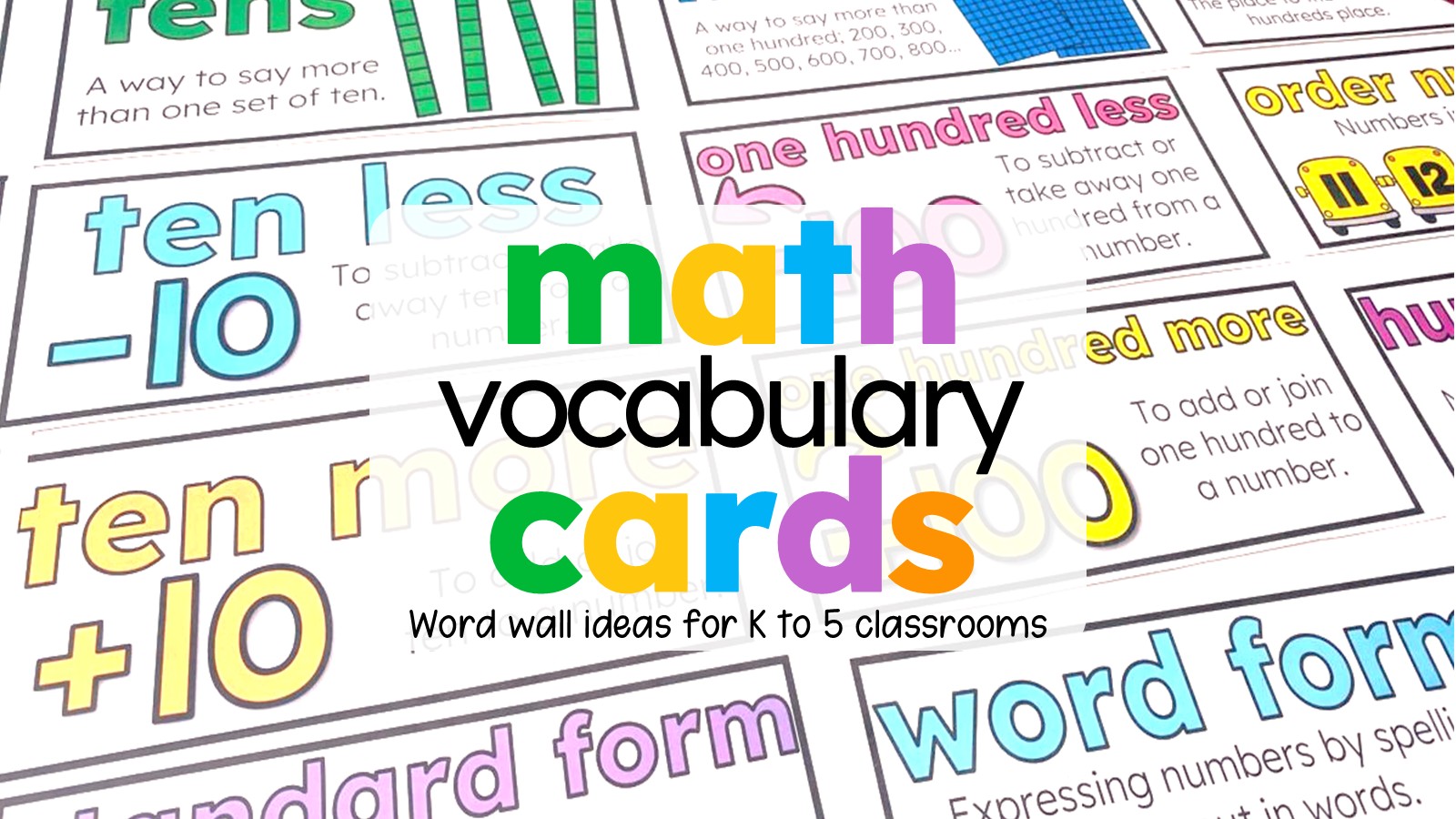 Math Vocabulary Cards and Word Wall Ideas for K to 5 Classrooms