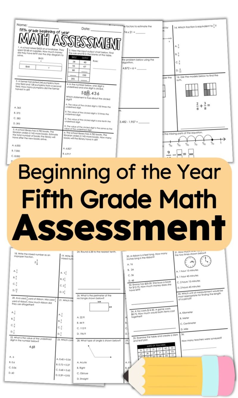 Fifth Grade Beginning of the Year Assessment