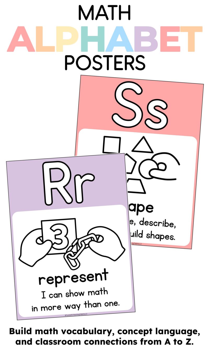 Math Alphabet Posters for Classroom Decor and Math Vocabulary R Represent S shape