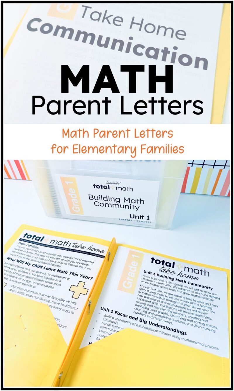 Total Math Take Home Communication parent letters with unit-by-unit math home connection pages for elementary families.